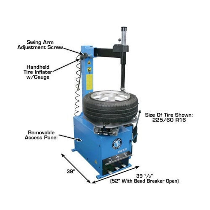 Atlas TC221 Rim-Clamp Tire Changer – Model ATTC221, 21″ Wheel Service Machine