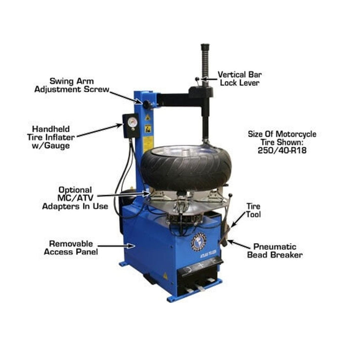 Atlas TC229LH Tire Changer with Left Hand Assist Arm | Professional Automotive Tire Service Machine | Model TC229LH