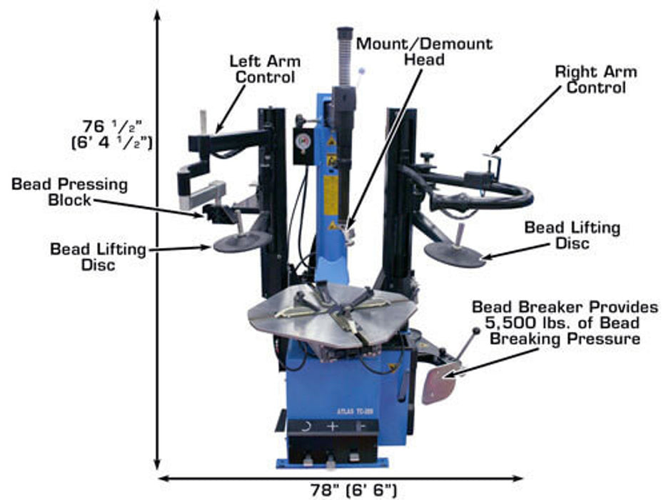 Atlas TC289DAA Tire Changer & WB11 Wheel Balancer Combo – Professional Rim Clamp Machine and Digital Wheel Balancer | TCWB-COMBO9-FPD