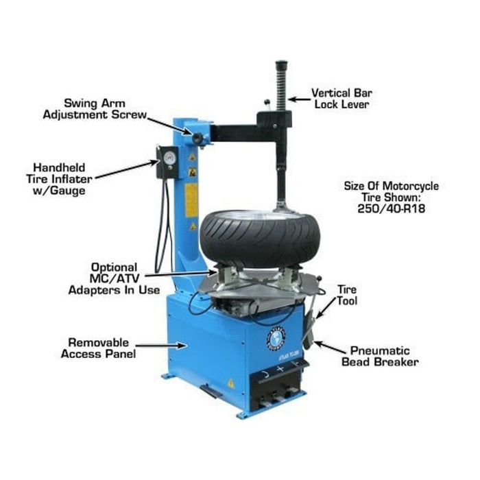 Atlas TC289LH Extra Large Rim-Clamp Tire Changer with Left Hand Assist Arm – Heavy-Duty Automotive Equipment