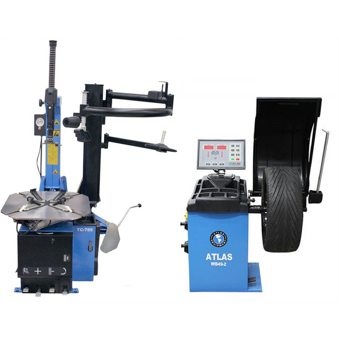 Atlas TC755EZ Tire Changer & WB49-2-PRO Wheel Balancer Combo – Professional Rim Clamp Machine & Digital Balancer | TCWB-COMBO4-FPD