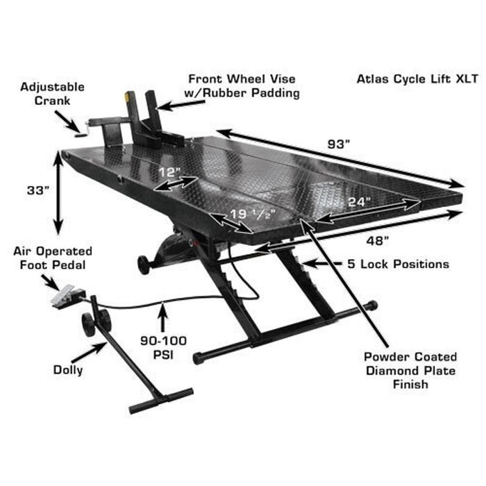 Atlas Cyclelift XLT Motorcycle/ATV Lift – 1,000 lb Capacity (HT-CYCLELIFT-XLT)
