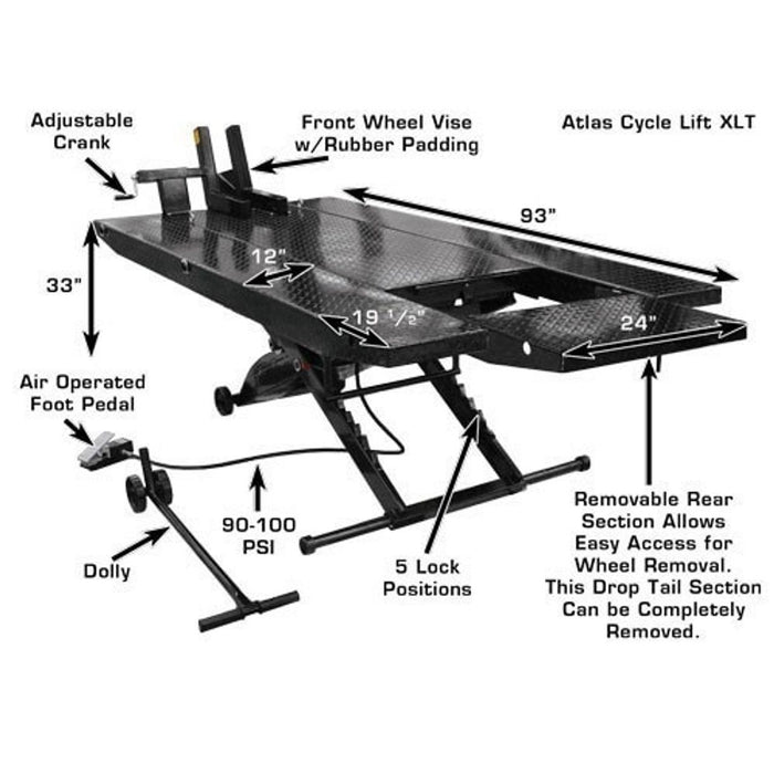 Atlas Cyclelift XLT Motorcycle/ATV Lift – 1,000 lb Capacity (HT-CYCLELIFT-XLT)