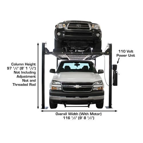 Atlas Garage PRO8000EXT-L 8,000 LB Extra Tall & Extra Long Portable 4-Post Car Lift | Professional-Grade Automotive Lift | Model XH-PRO-PRO8000EXT-L