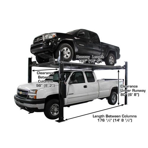 Atlas Garage PRO8000EXT-L 8,000 LB Extra Tall & Extra Long Portable 4-Post Car Lift | Professional-Grade Automotive Lift | Model XH-PRO-PRO8000EXT-L