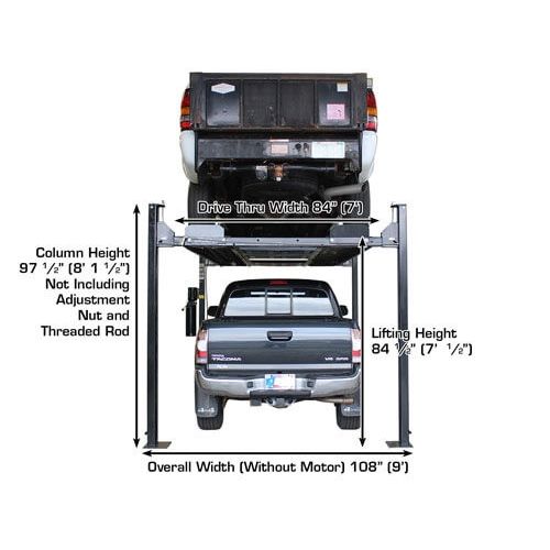 Atlas Garage PRO8000EXT-L 8,000 LB Extra Tall & Extra Long Portable 4-Post Car Lift | Professional-Grade Automotive Lift | Model XH-PRO-PRO8000EXT-L