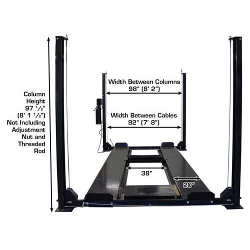 Atlas Garage PRO8000EXT-L 8,000 LB Extra Tall & Extra Long Portable 4-Post Car Lift | Professional-Grade Automotive Lift | Model XH-PRO-PRO8000EXT-L