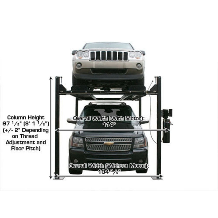 Atlas Garage PRO8000EXT 8,000 LB Extra Tall Portable 4-Post Car Lift | Hobbyist & Home Garage Automotive Lift | Model XH-PRO8000EXT