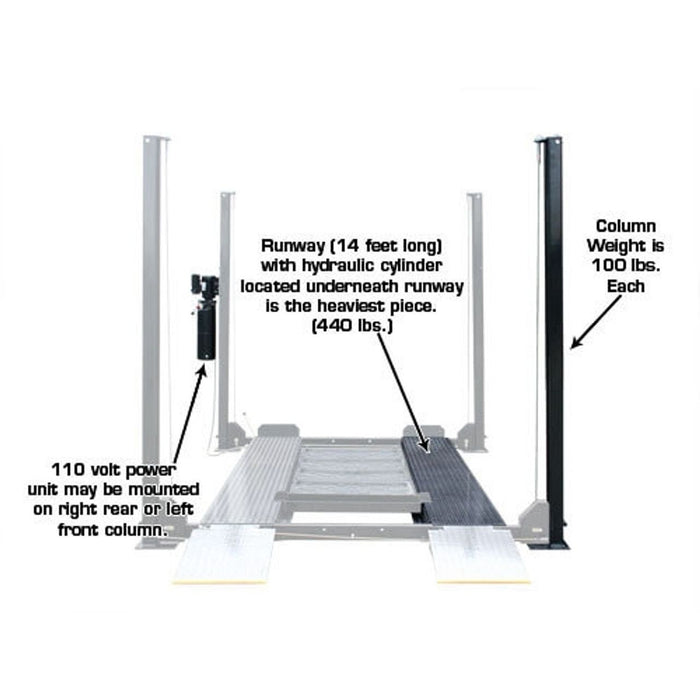 Atlas Garage PRO8000EXT 8,000 LB Extra Tall Portable 4-Post Car Lift | Hobbyist & Home Garage Automotive Lift | Model XH-PRO8000EXT