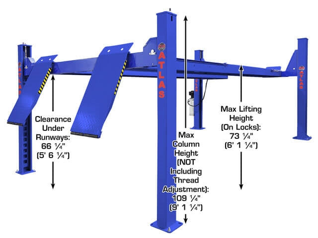Atlas Platinum PVL14OF‑EXT 14,000 lb Open‑Front Alignment Lift + RJ7000 Rolling Bridge Jacks Combo | AP‑PVL14OF‑EXT‑COMBO (Will Call)