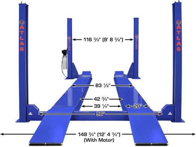 Atlas Platinum PVL14OF‑EXT 14,000 lb Open‑Front Alignment Lift + RJ7000 Rolling Bridge Jacks Combo | AP‑PVL14OF‑EXT‑COMBO (Will Call)