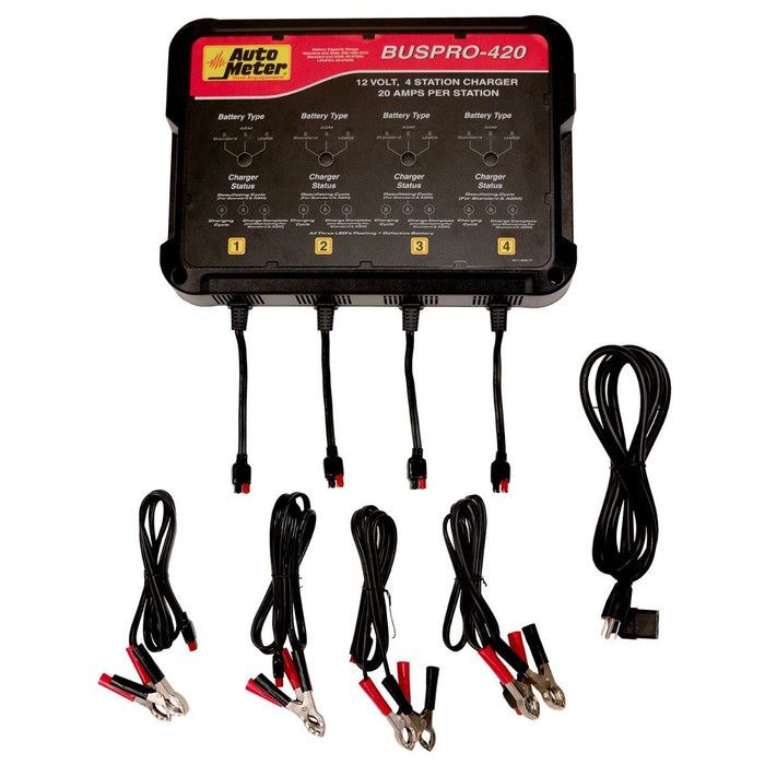AutoMeter BUSPRO-420 4-Station Smart Battery Charger – 20 A/Station