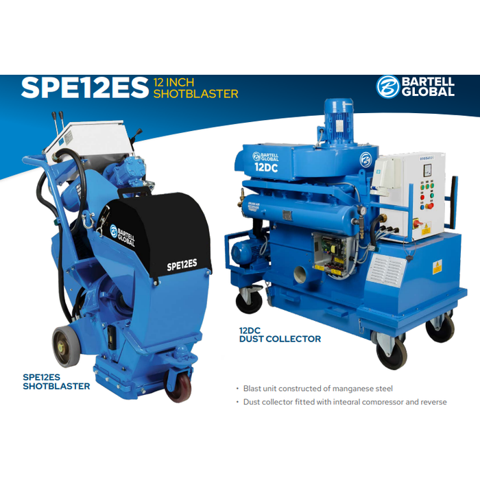 Shotblaster | 12'' | 12HP | 230V | 3 Phase | Electric | Bartell Global 836-SPE12ES-4