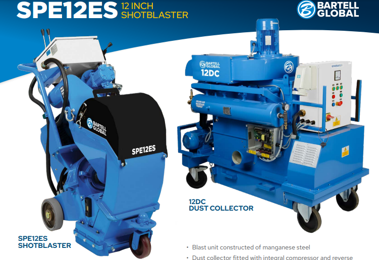 Shotblaster | 12'' | 12HP | 230V | 3 Phase | Electric | Bartell Global 836-SPE12ES-4