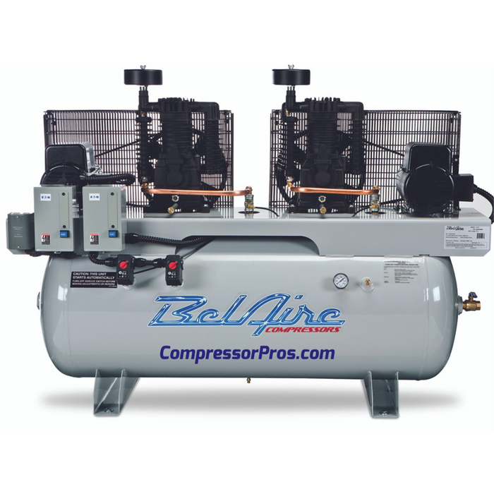 Belaire Air Compressor Two 10HP 460V 3Phase 200 Gal Horizontal IMC6320D4