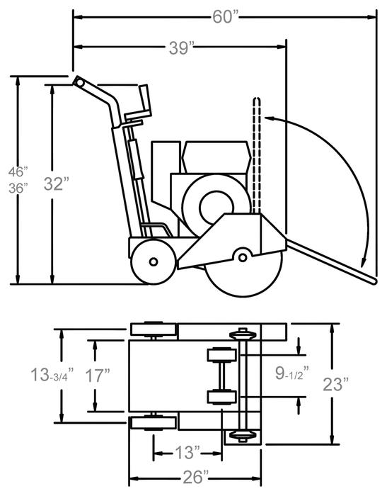 Walk Behind Saw | 8.5 HP | Honda GX270 Gas | 14" Guard | Diamond Products