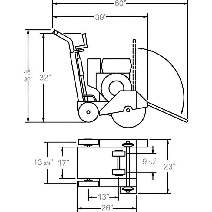 Walk Behind Saw | 8.5 HP | Honda GX270 Gas | 14" Guard | Diamond Products