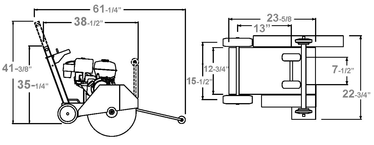 Walk Behind Saw | 8.5HP | Honda GX270 Gas | 14" Guard | Diamond Products