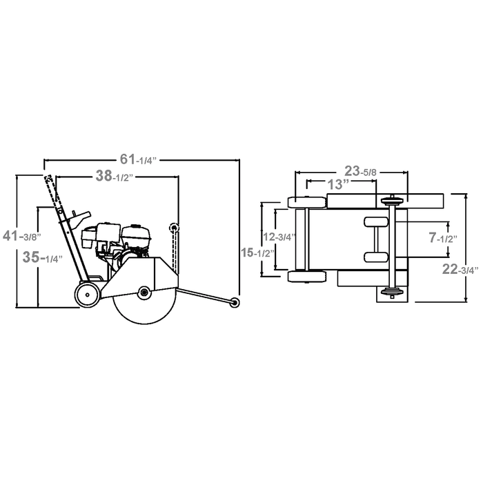 Walk Behind Saw | 8.5HP | Honda GX270 Gas | 14" Guard | Diamond Products