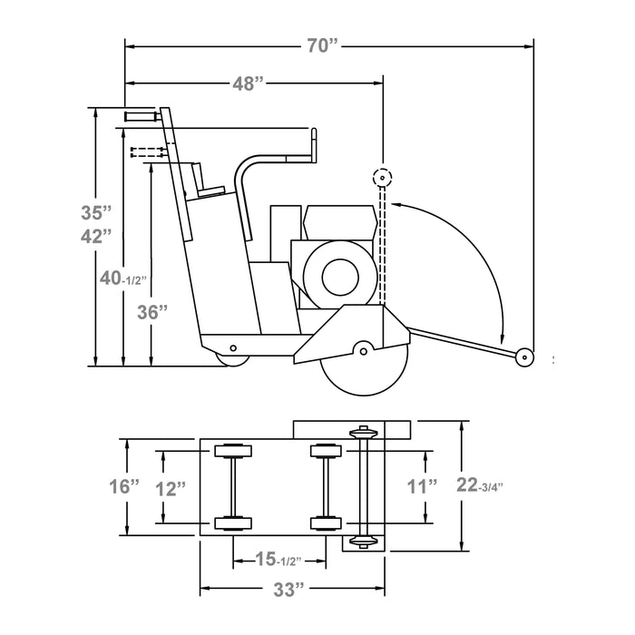 Walk Behind Saw | 23HP | Briggs Vanguard Gas | 14" Guard | Diamond Products