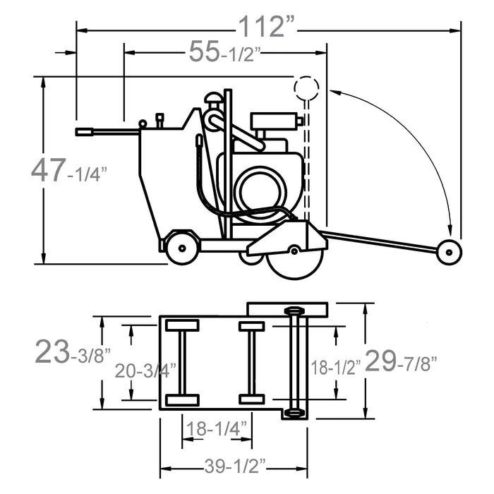 Walk Behind Saw | 35HP | Briggs Vanguard Gas | 14" Guard | Diamond Products