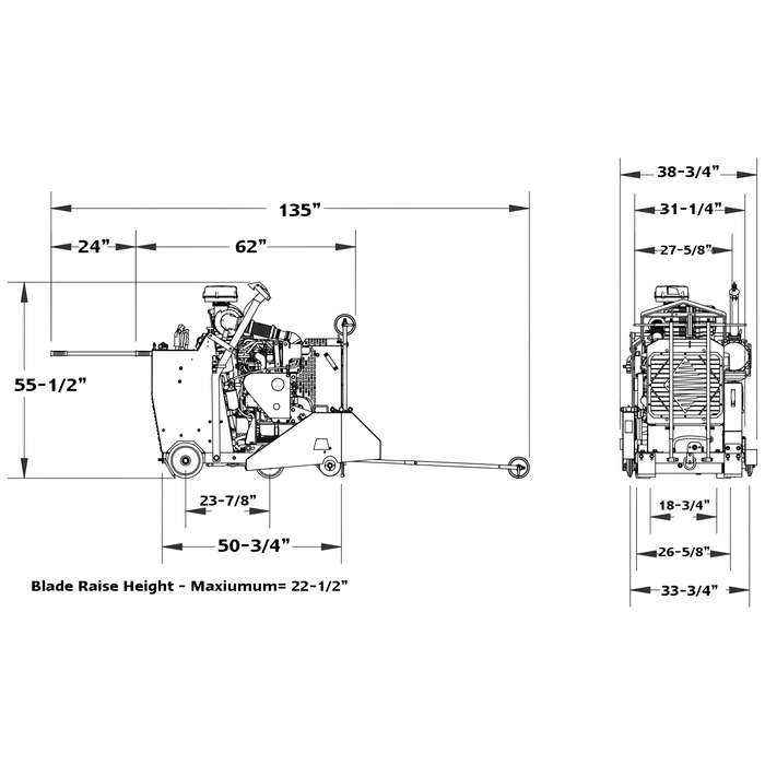 Walk Behind Saw | 71 HP | Kubota Diesel | 26'' Guard | Diamond Products