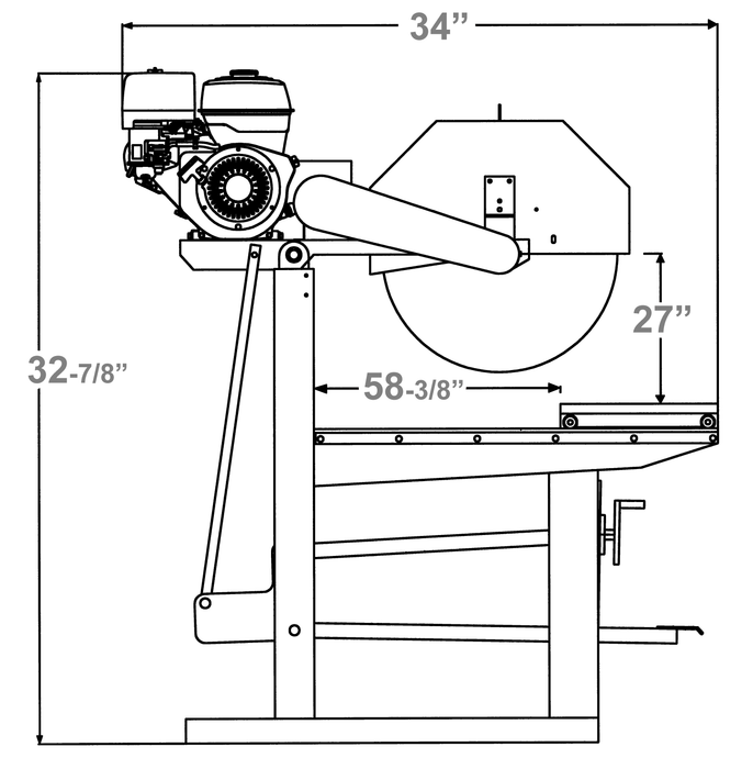 Rugged Block Saw | 5HP | Electric | 20'' Guard with water Pump | Diamond Products