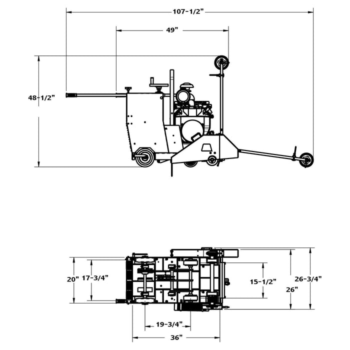 Walk Behind Saw | 25HP | Kohler® Command CH742 Gas | 14" Guard | Diamond Products