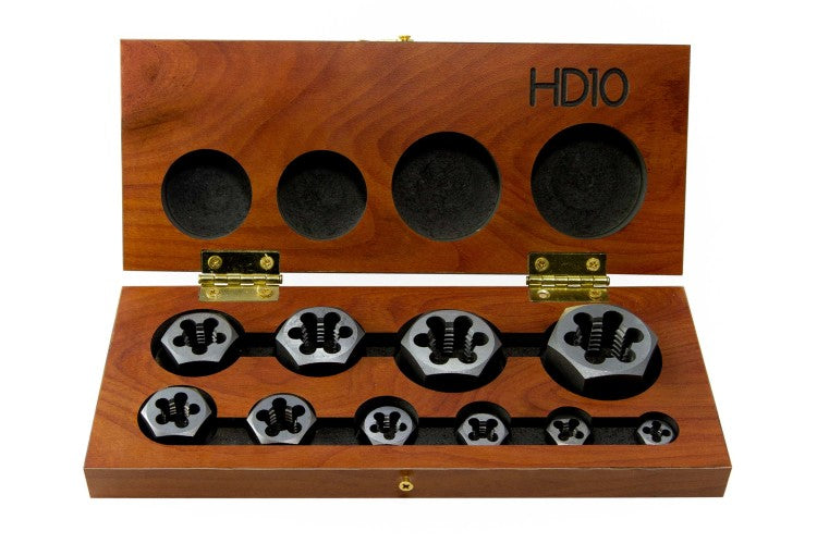 HEX Thrding Die Set NF 1/4-1 | 10PC | Drillco 3300EF10