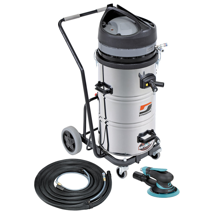 Dynabrade Mega-Raptor Vac Standard Pack Vacuum System w/ 6" Extreme Random Orbital Sander & Cart – M-Class, 20 Gallon, 120V