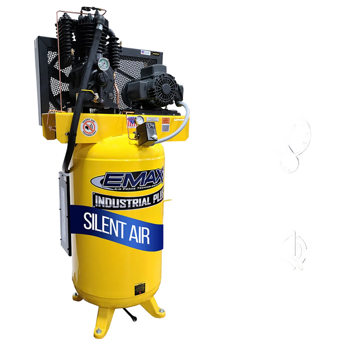 Emax Compressor 15 HP (2 x 7.5) 230 Volt Single Phase Silent Air Duplex Air Compressor EMXESP07D120V1
