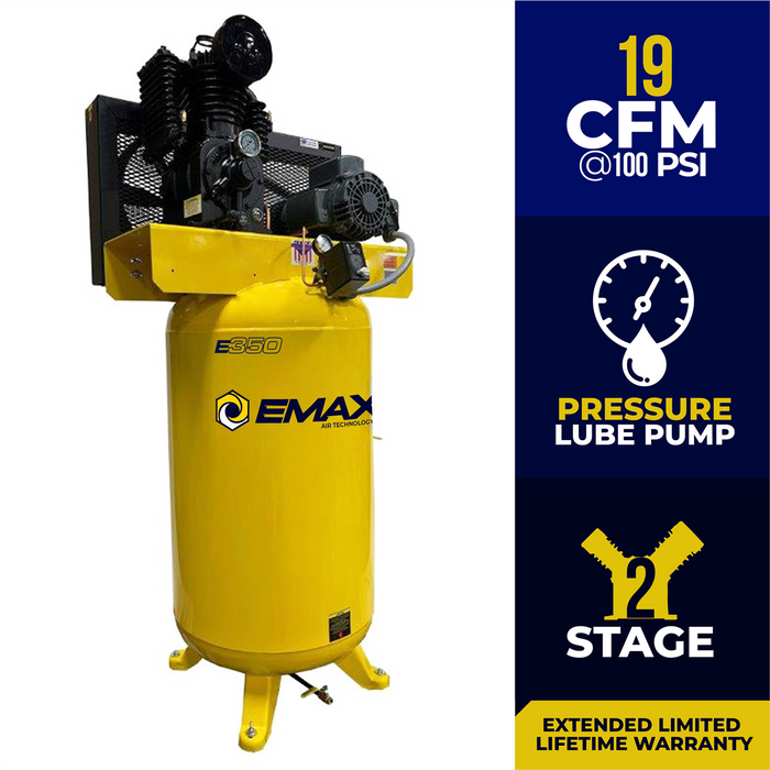 Emax Compressor 5 HP 2 Stage 1 Ph Vert. 80 Gal EMXEI05V080I1