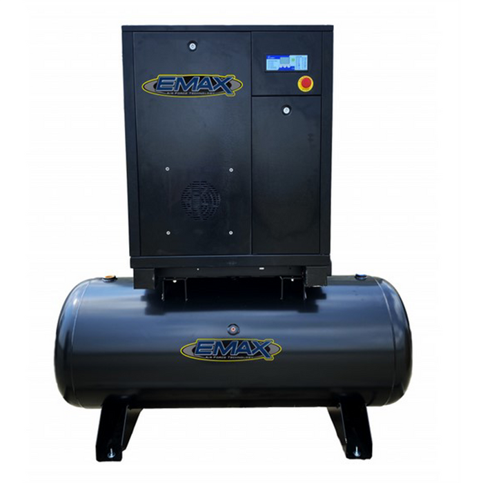 Emax Compressor 5HP 3PH Industrial Rotary Screw Compressor-80 Gal Tank Mount EMXERI0050803