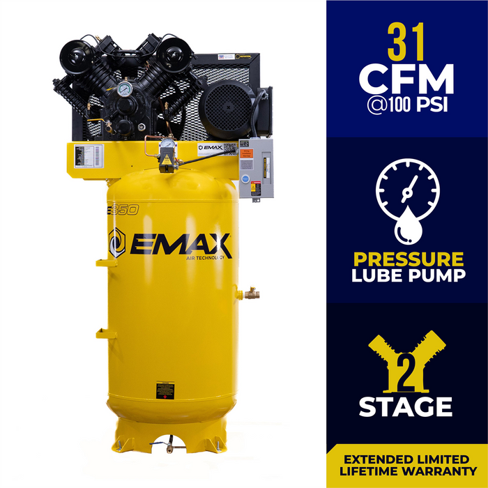 Emax Compressor 7.5 HP 2 Stage 1 Phase Vertical 80 Gallon EMXEI07V080V1