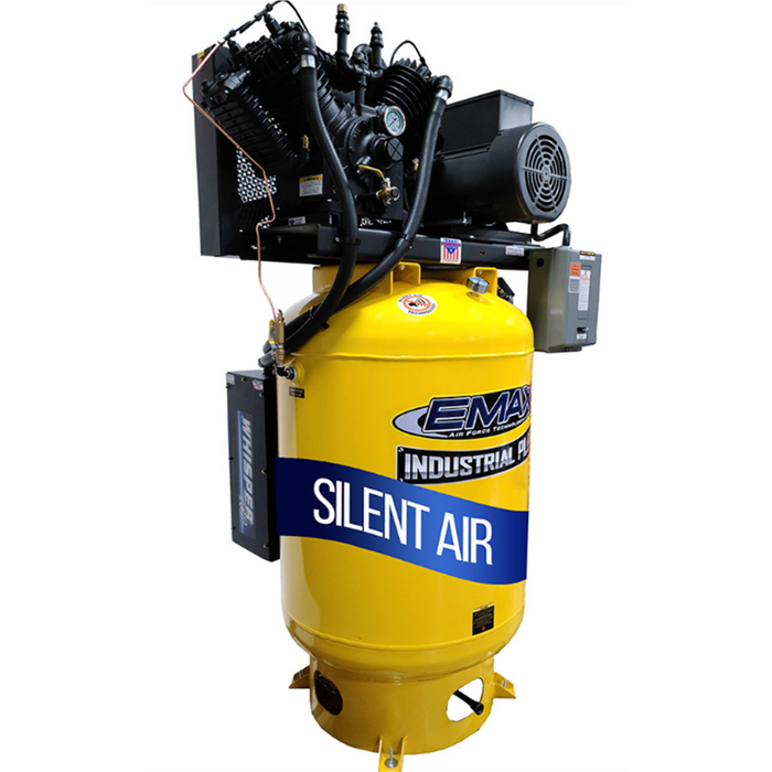 Emax Compressor 10HP Silent Air Compressor 3 Phase 120 Gallon Vertical Industrial Plus 3-Cylinder Pump EMXESP10V120Y3