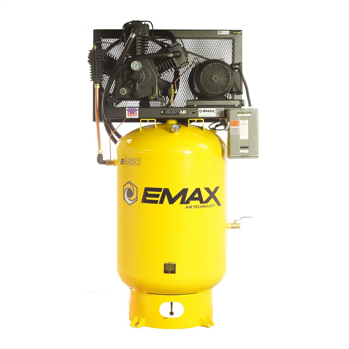 Emax Compressor 10HP Silent Air Compressor 1 Phase 120 Gallon Vertical w/ 58 CFM Dryer 175 PSI Industrial EMXESP10V120Y1PK