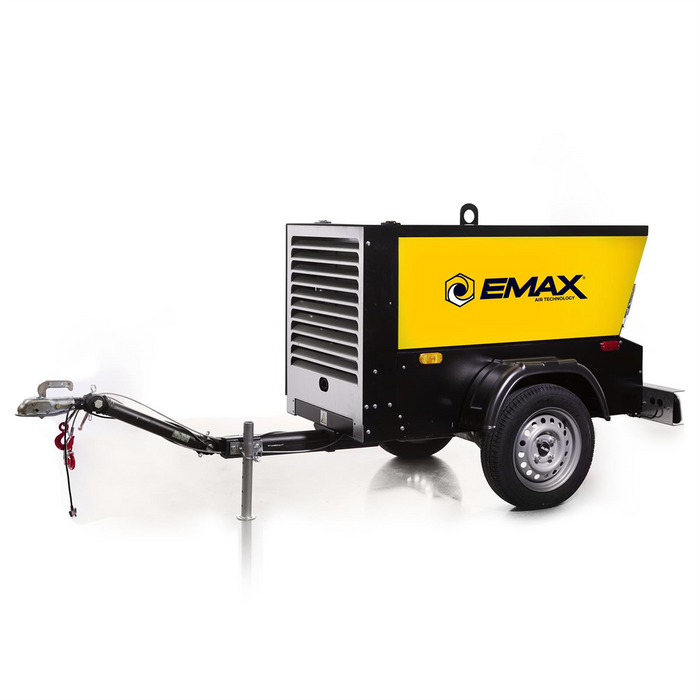 Emax Compressor Trailer mounted Kubota Diesel Driven 115 CFM Rotary Screw EMXEDS115TR