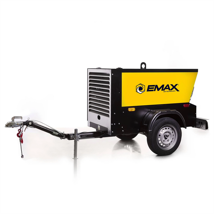 Emax Compressor Trailer mounted Kubota Diesel Driven 90 CFM Rotary Screw EMXEDS090TR