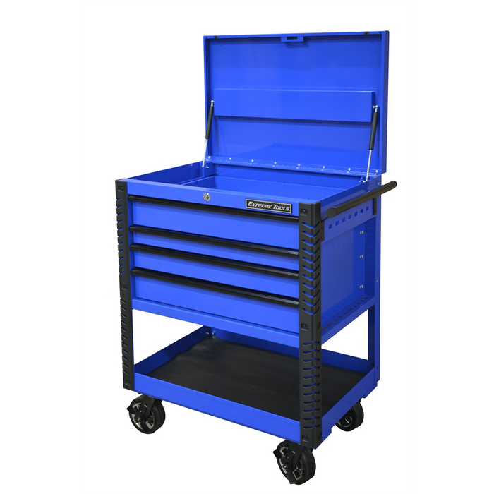 Extreme Tools 33" 4DR Deluxe Cart With Bumpers Blue Black EXTEX3304TCBLBK