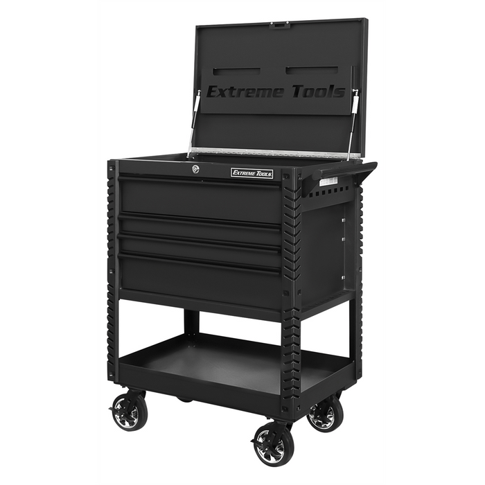 Extreme Tools 33" 4-Drawer Deluxe Tool Cart w/Bumpers, Matte Black EXTEX3304TCMBBK