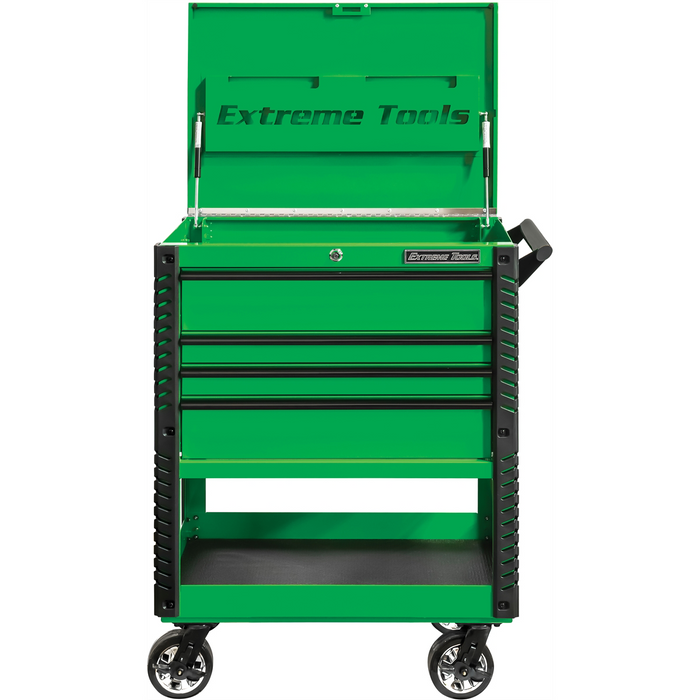 Extreme Tools 33" 4-Drawer Deluxe Tool Cart with Bumpers, Green with B EXTEX3304TCGNBK