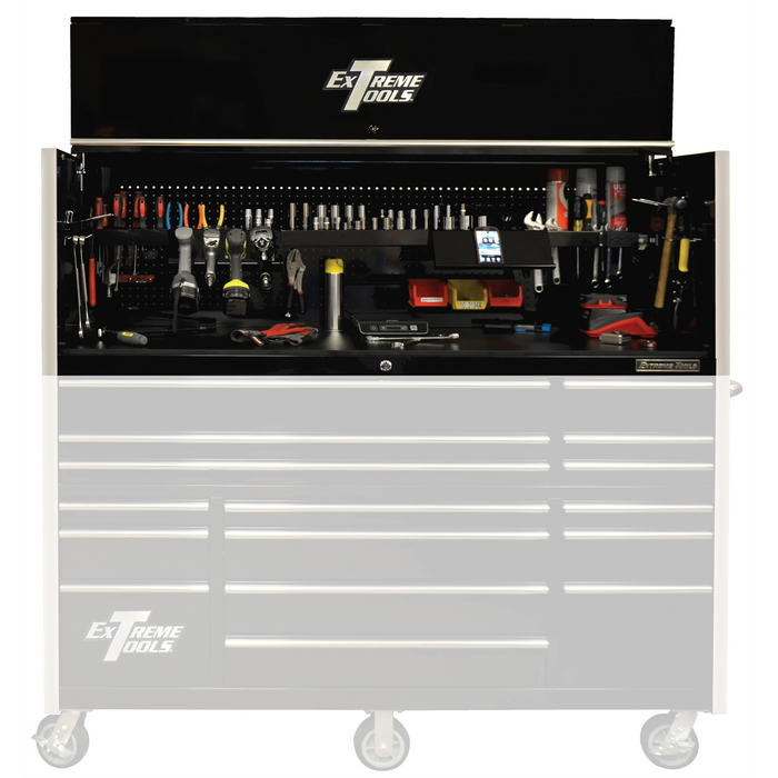 Extreme Tools 72 in. x 25 in. Deep Professional Hutch, Black with Chrome Trim EXTRX722501HCBK