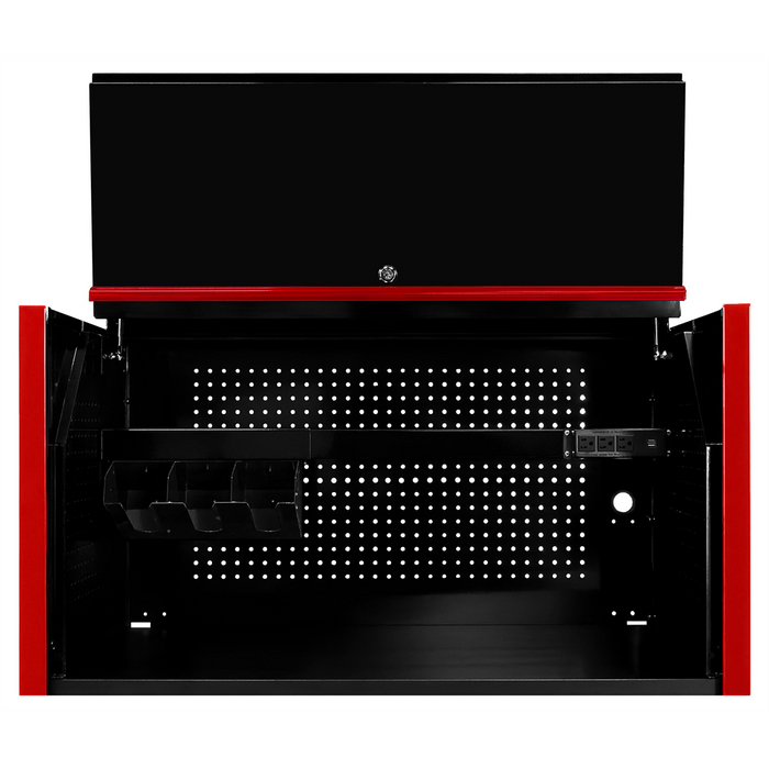 Extreme Tools DX Series 41' W X 25'' D Extreme Power Workstation Hutch Black with Red Handle EXTDX412501HCBKRD
