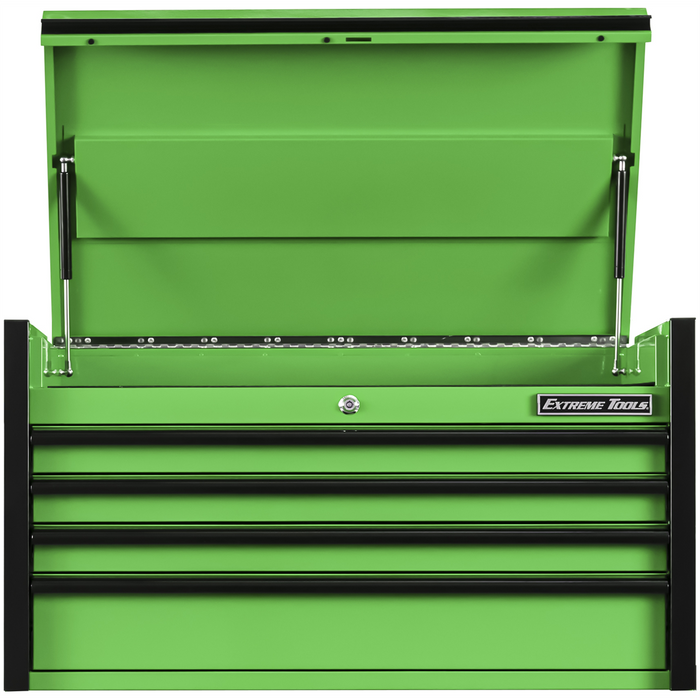 Extreme Tools DX Series 41''&nbsp; W X 25'' D 4 Drawer Top Chest, 100 lbs Slides, Green with Black Drawer Pulls EXTDX412504CHGNBK