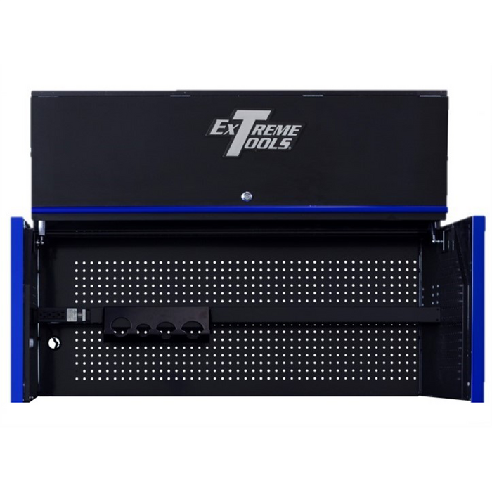 Extreme Tools DX Series 55'' W x 25'' D Extreme Power Workstation Hutch Black with Blue Handle and Trim EXTDX552501HCBKBL