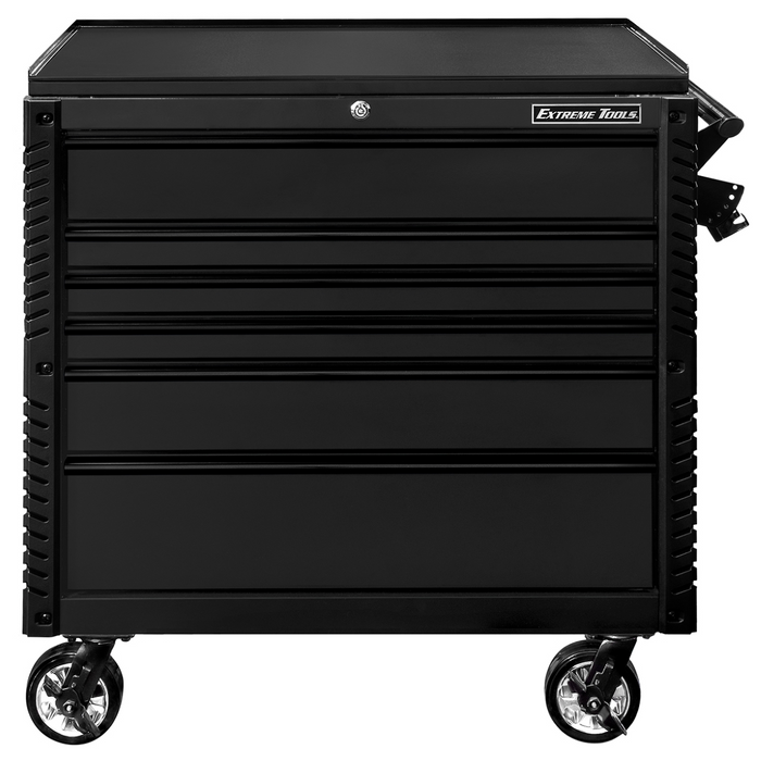 Extreme Tools EX Professional 41" 6-Drawer Open Top Tool Cart with PVC Work Surface – Matte Black Heavy-Duty Rolling Tool Chest (EXTEX4106TCMBBK)