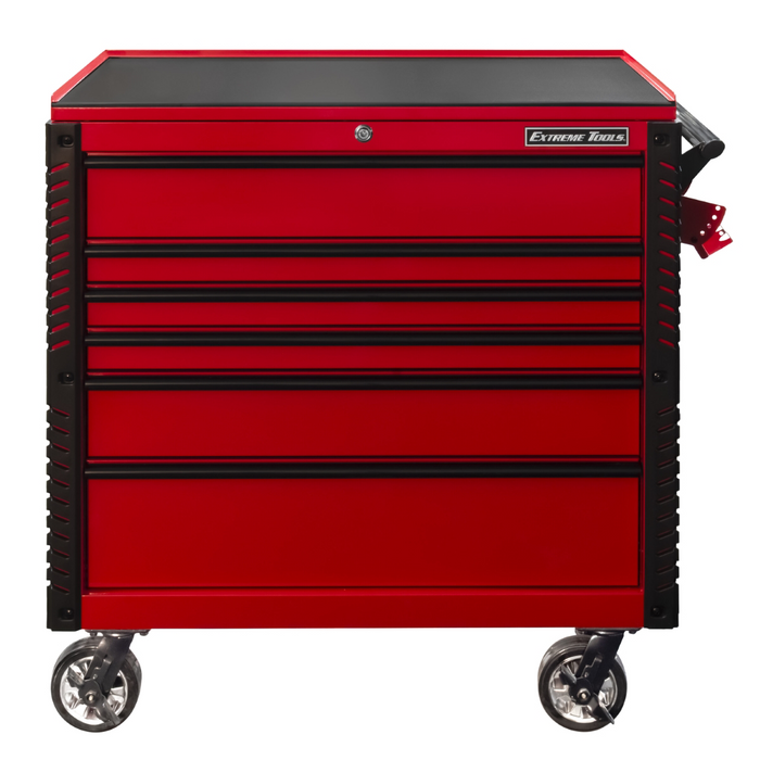 Extreme Tools DX 41" 6-Drawer  Open Top Tool Cart with PVC-Coated Work Surface Black/Blue