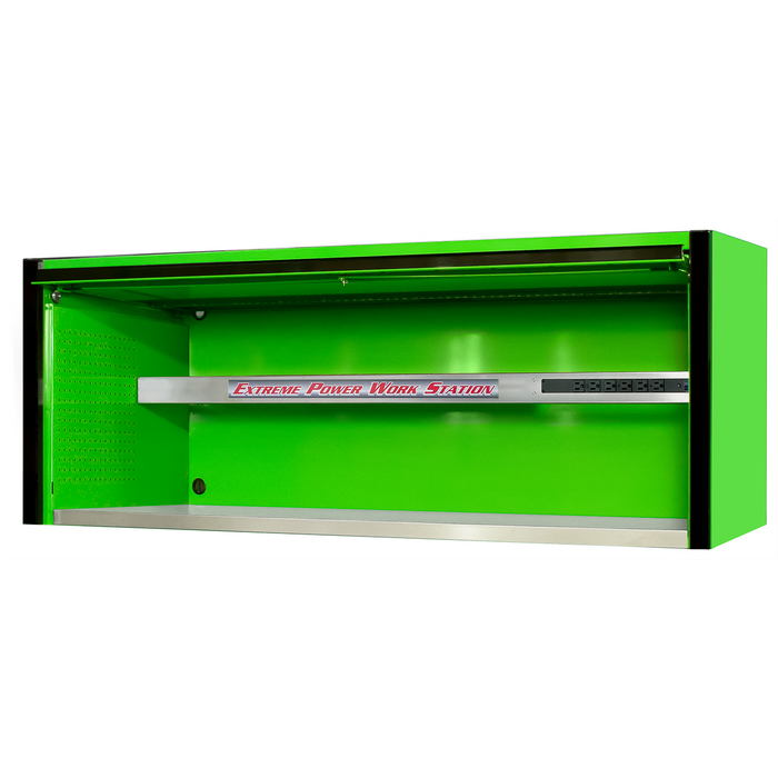 Extreme Tools EX Professional Series 72” Power Workstation Hutch – Stainless Steel Heavy-Duty Tool Storage (EXTEX7201HCQGNBK)