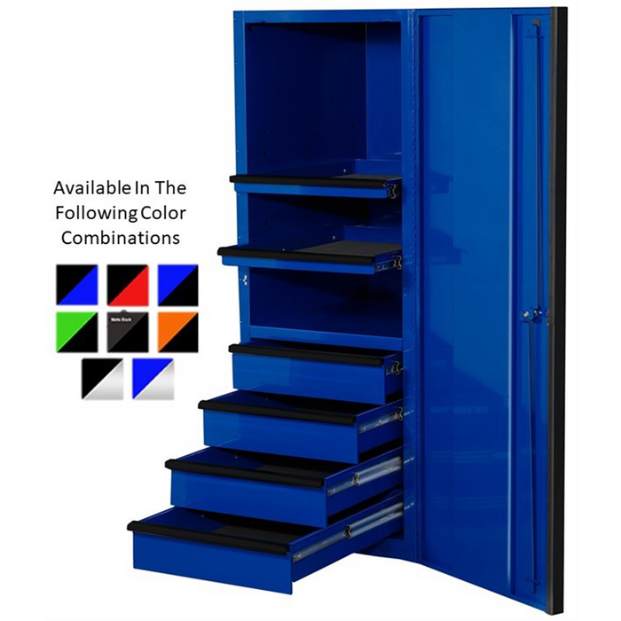 Extreme Tools EXQ Series 24” W x 30'' D Side Cabinet – 4 Drawer & 2 Shelf Professional Tool Storage, Black with Chrome Handles (EXTEX2404SCQBKCR)