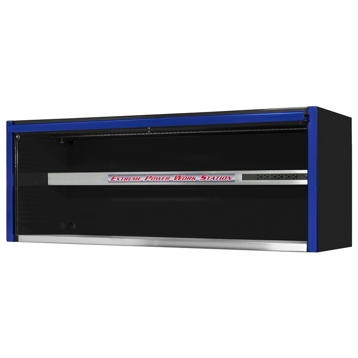 Extreme Tools EXQ Series 72"W x 30"D Professional Extreme Power Workstation Hutch Black w Blue Handle EXTEX7201HCQBKBL
